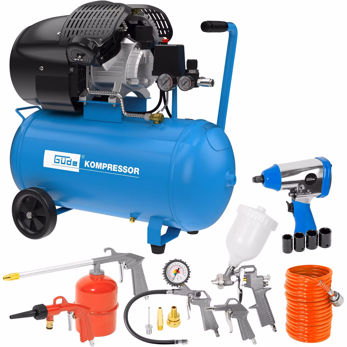 GÜDE compressore professionale 405/10/50 50l 10 bar 2200W 2 attacchi molti accessori