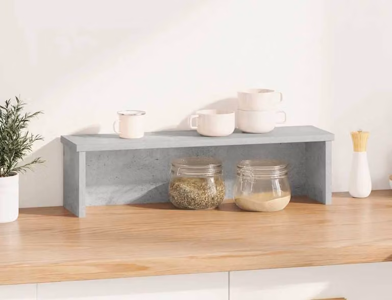Scaffale da Cucina Impilabile Grigio Cemento 50x15x16 cm
