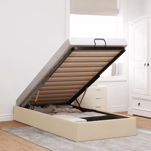 Struttura Letto con Contenitore a Sollevamento vidaXL in Tessuto Beige L 200 x P 80 x H 140 cm