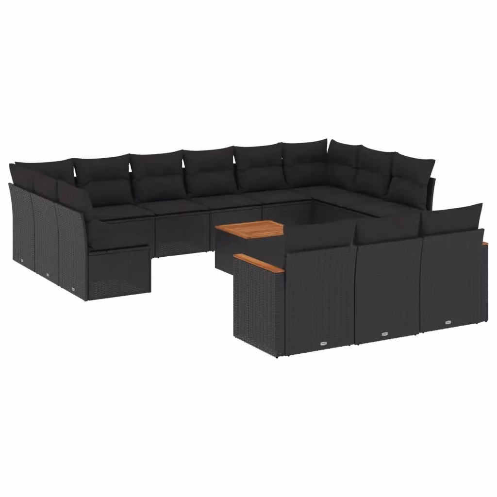 Set di Divani da Giardino VIDAXL a Forma di U in Polyrattan Nero con Cuscini – 2