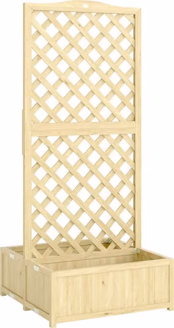 Fioriera con traliccio pieghevole per rampicanti Outsunny in legno naturale, L: 73 cm, P: 70 cm, H: 170 cm