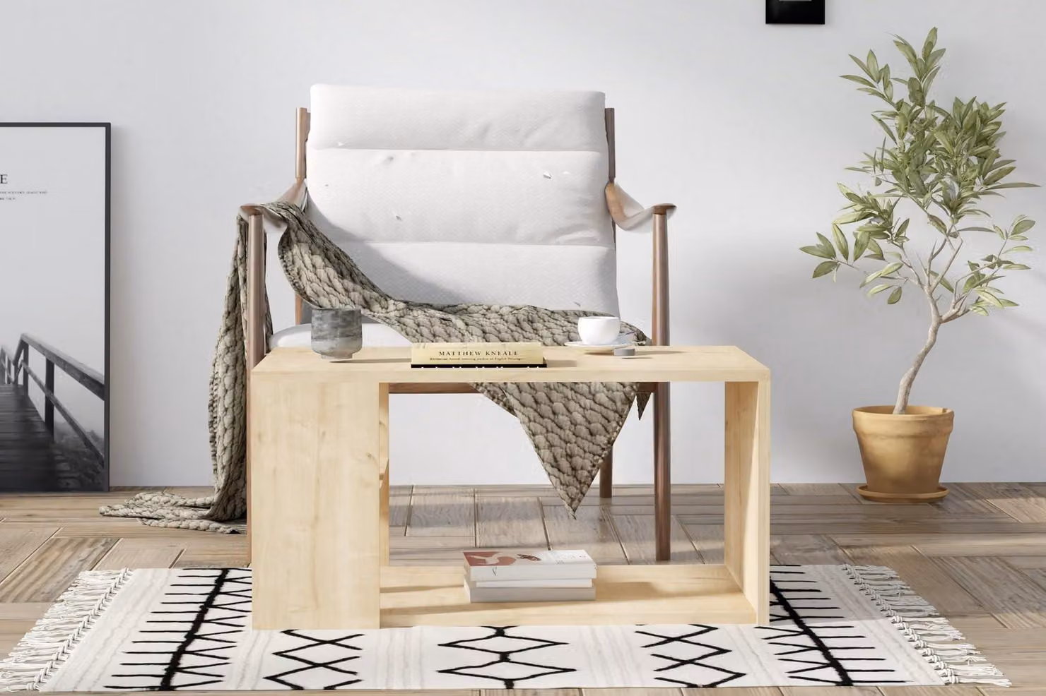 Solidchoice - Tavolino da caffè moderno in legno di quercia, 80 x 50 x 40 cm, con spazio extra per riporre oggetti