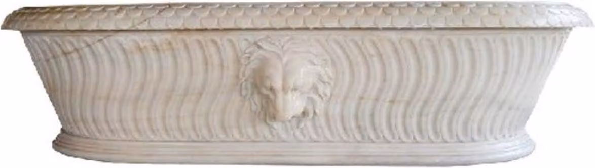 Casa Padrino Luxury Baroque Bathtub Lion's Head White 204 x 107 x H. 53 cm - Vasca da bagno autoportante in marmo - Accessori per il bagno - Nobile & Magnifico