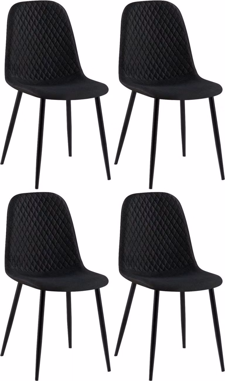 set di 4 sedie da pranzo - Aggiornato - Di facile manutenzione - Design | Colore: Nero | Materiale: Polvere