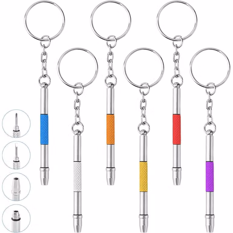 Set di cacciaviti mini 4 in 1, cacciaviti di precisione in acciaio inossidabile con portachiavi, confezione da 6 pezzi