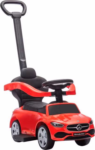 AIYAPLAY Cavalcabile Mercedes-Benz con maniglia rimovibile, Rosso, L: 91 cm, P: 40 cm, H: 83 cm
