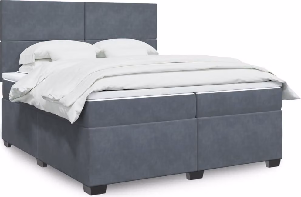 Maison Exclusive - Giroletto a Molle con Materasso Grigio Scuro 200x200 cm Velluto
