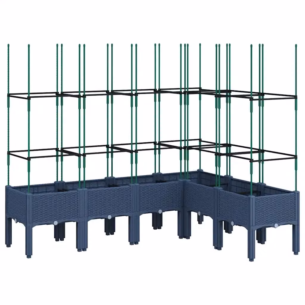 Fioriera da giardino con graticcio per piante rampicanti Design Mania, colore grigio blu, L 160 cm x P 120 cm x H 142,5 cm – 2