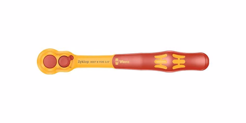 8007 B Cricchetto VDE Zyklop, isolato, con leva reversibile, con attacco da 3/8", 3/8" x 222 mm