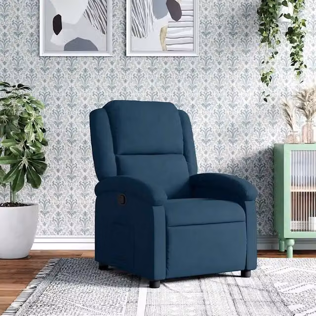 Poltrona Reclinabile Blu in Velluto 371807