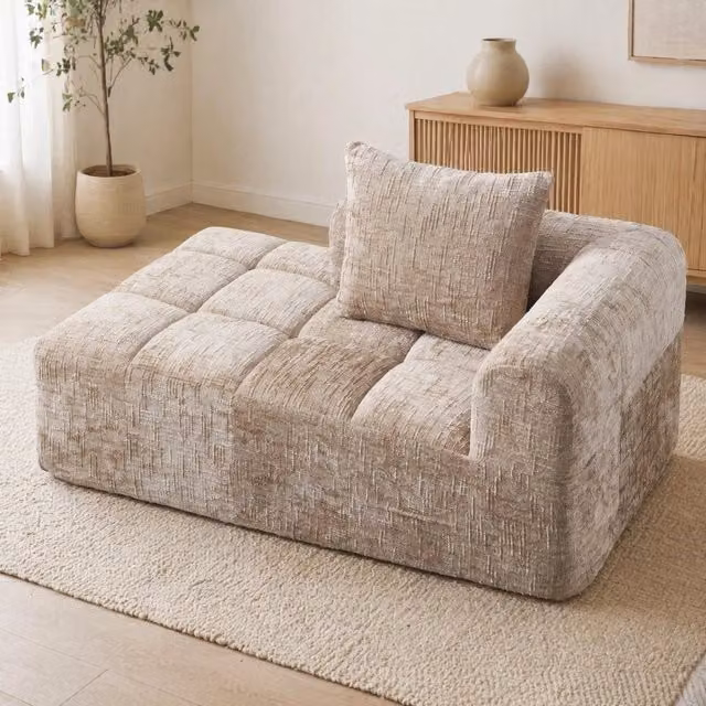 Divano moderno a L con chaise longue Mivray in tessuto, colore verde o beige, con cuscini inclusi, ideale per il tuo soggiorno o camera da letto, L/P/H: 158 x 90 x 60 cm