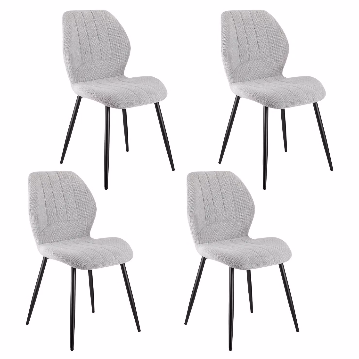 Zimilo Set di 4 sedie da sala da pranzo in tessuto di lino grigio, sedie da cucina con gambe in metallo, sedie da soggiorno ergonomiche imbottite, design moderno fino a 120 kg