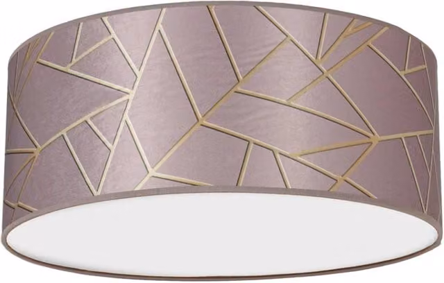Plafoniera tonda Ziggy Milagro in metallo e tessuto rosa e oro, diametro: 40 cm