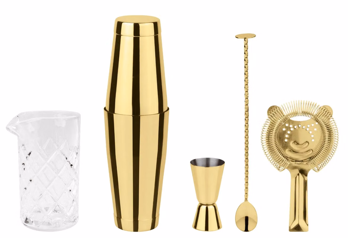 Set Mixology per barman Crystal oro Paderno, 5 pezzi