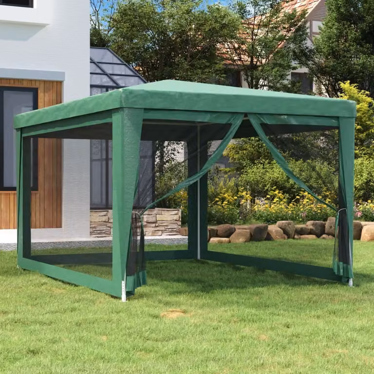 The Living Store Tenda per feste con 4 pareti laterali in rete Verde 3x4 m HDPE