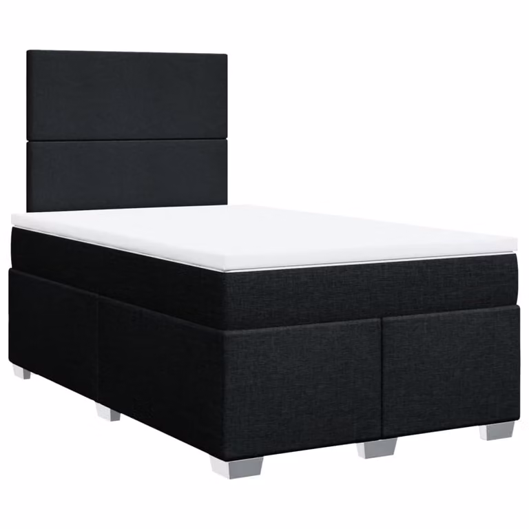 Giroletto a Molle con Materasso Nero 120x190 cm in Tessuto