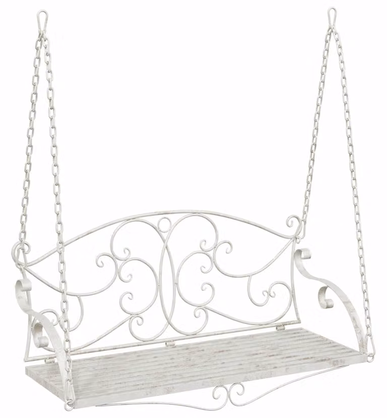 Panchina a Dondolo Acciaio 110 x 52,5 x 47 cm Bianco Antico
