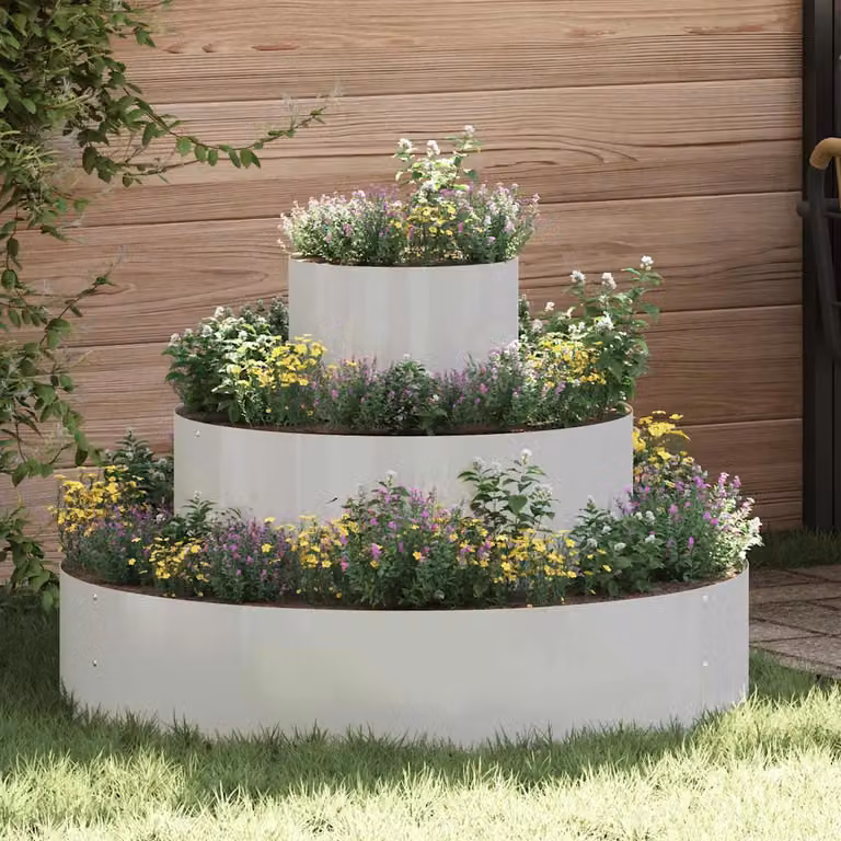 Vaso da giardino vidaXL in acciaio inossidabile Argento L: 90 cm, P: 90 cm, H: 20 cm