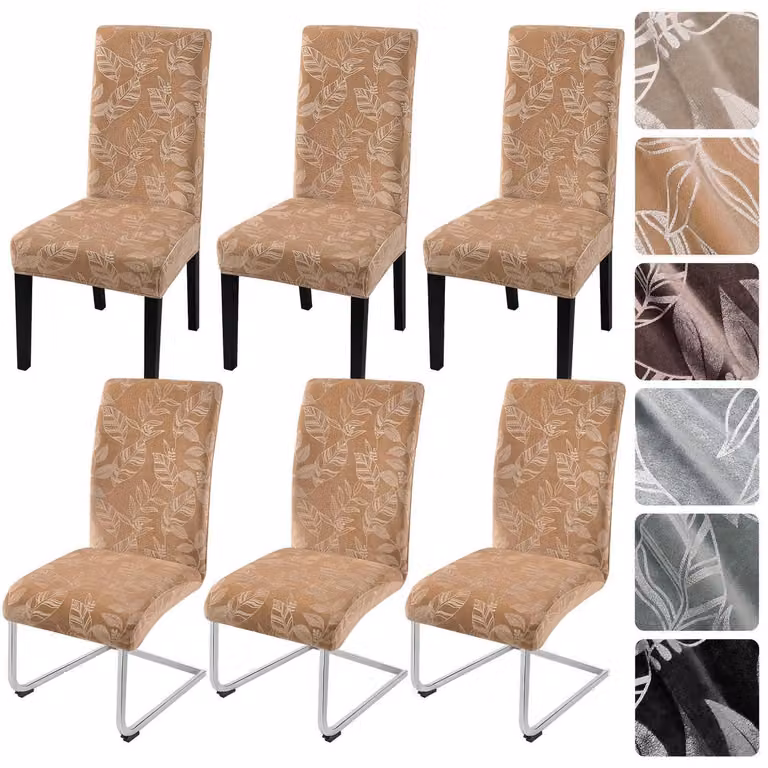 Copri-sedie in velluto color kaki, set da 6, per poltrone a dondolo e poltrone girevoli