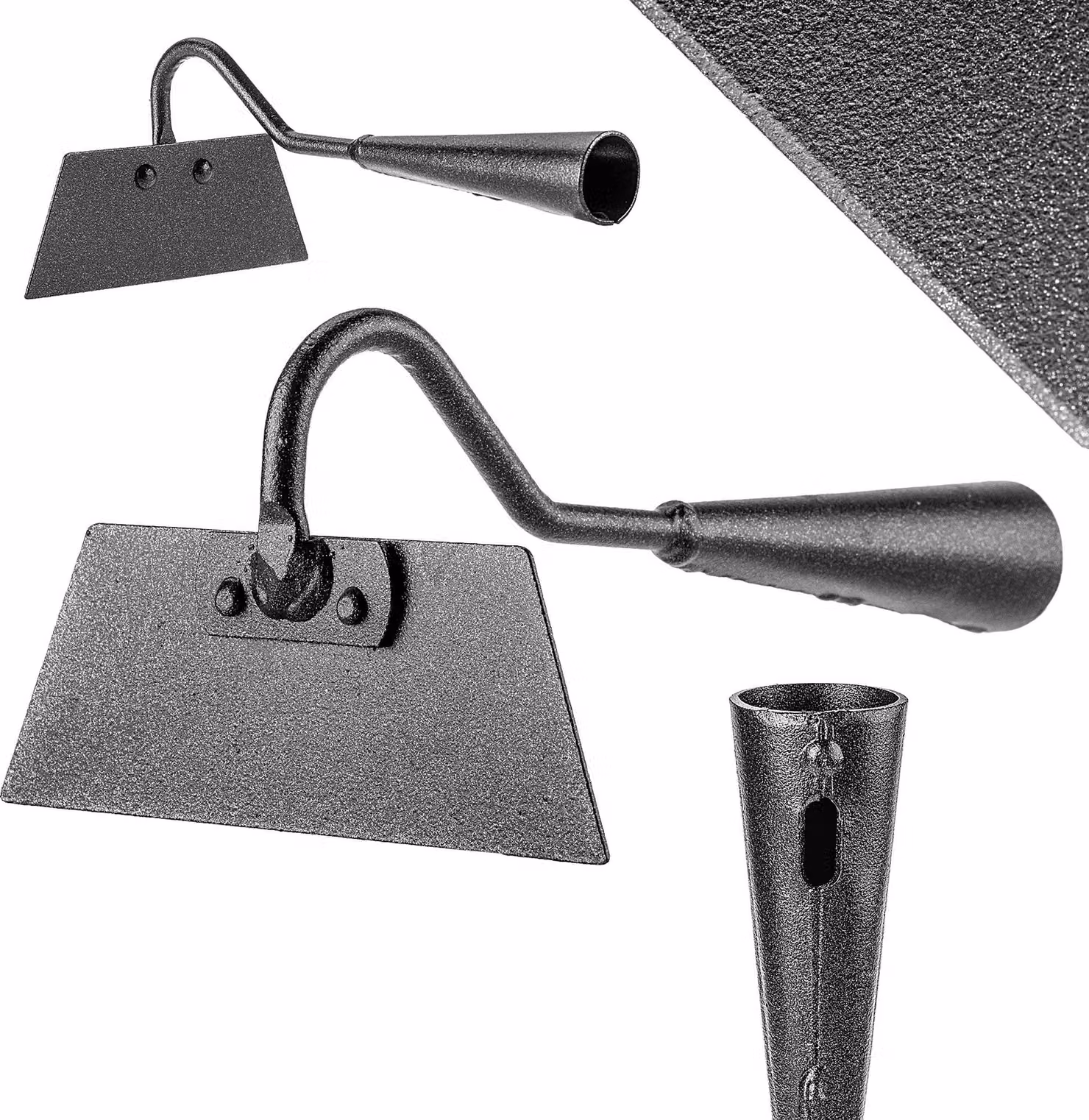 KADAX zappa da giardino senza manico, zappa a forma trapezoidale, nera, 14 cm