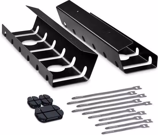 Set di arredi da ufficio in plastica, colore nero, 2 pezzi, facile da montare