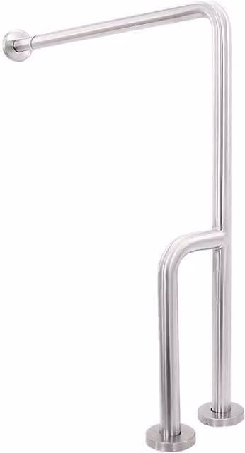 Maniglione di sostegno angolato per doccia per disabili Nofer in acciaio inox satinato argento