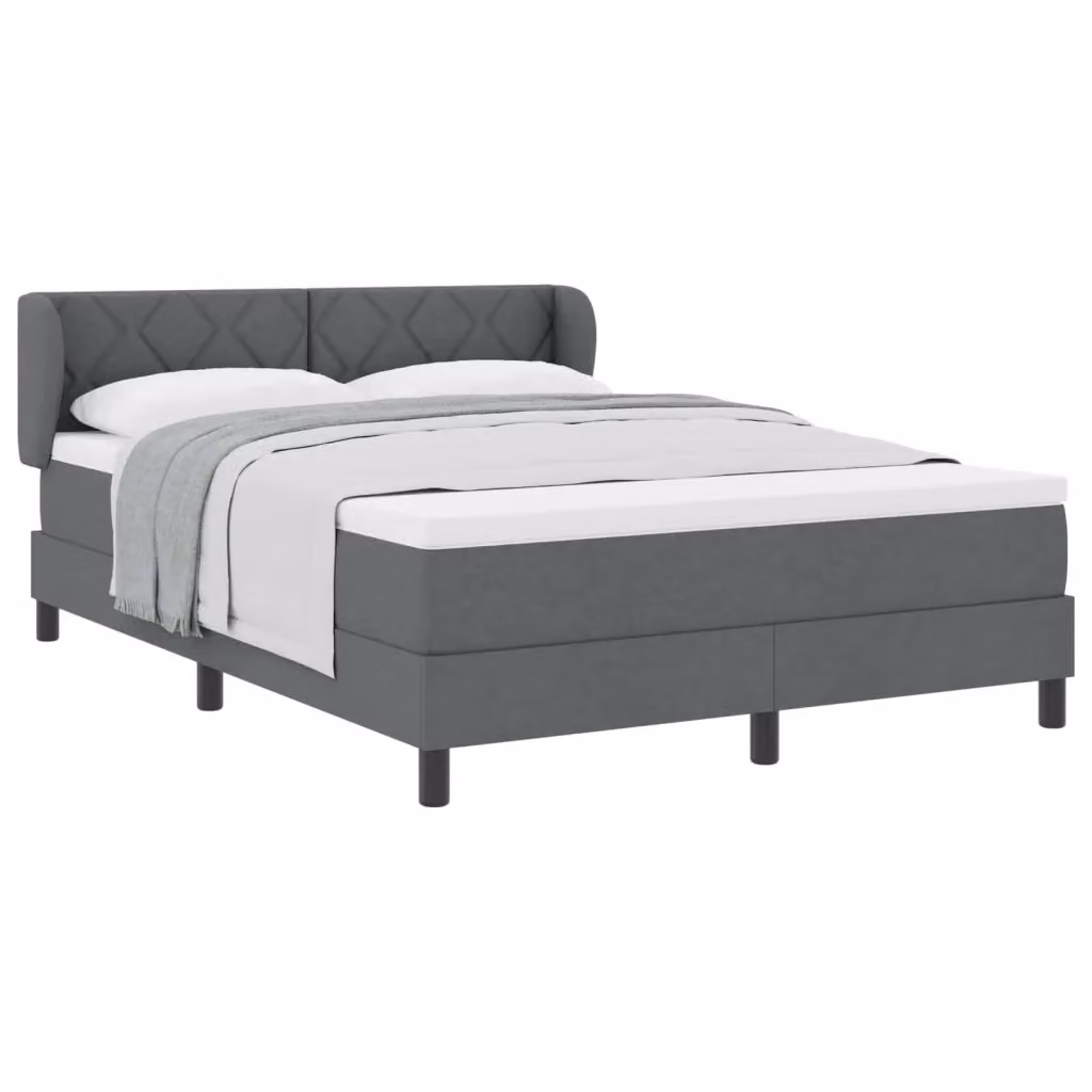 Letto a molle con testiera vidaXL in tessuto grigio, L/P: 160 x 200 cm – 2