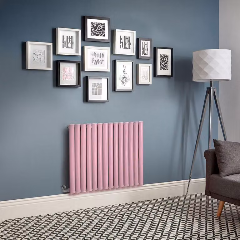 Radiatore Elettrico di Design Orizzontale Rosa (Camellia Pink) - Pannello Singolo - 635mm x 413mm - Senza Termostato - Revive