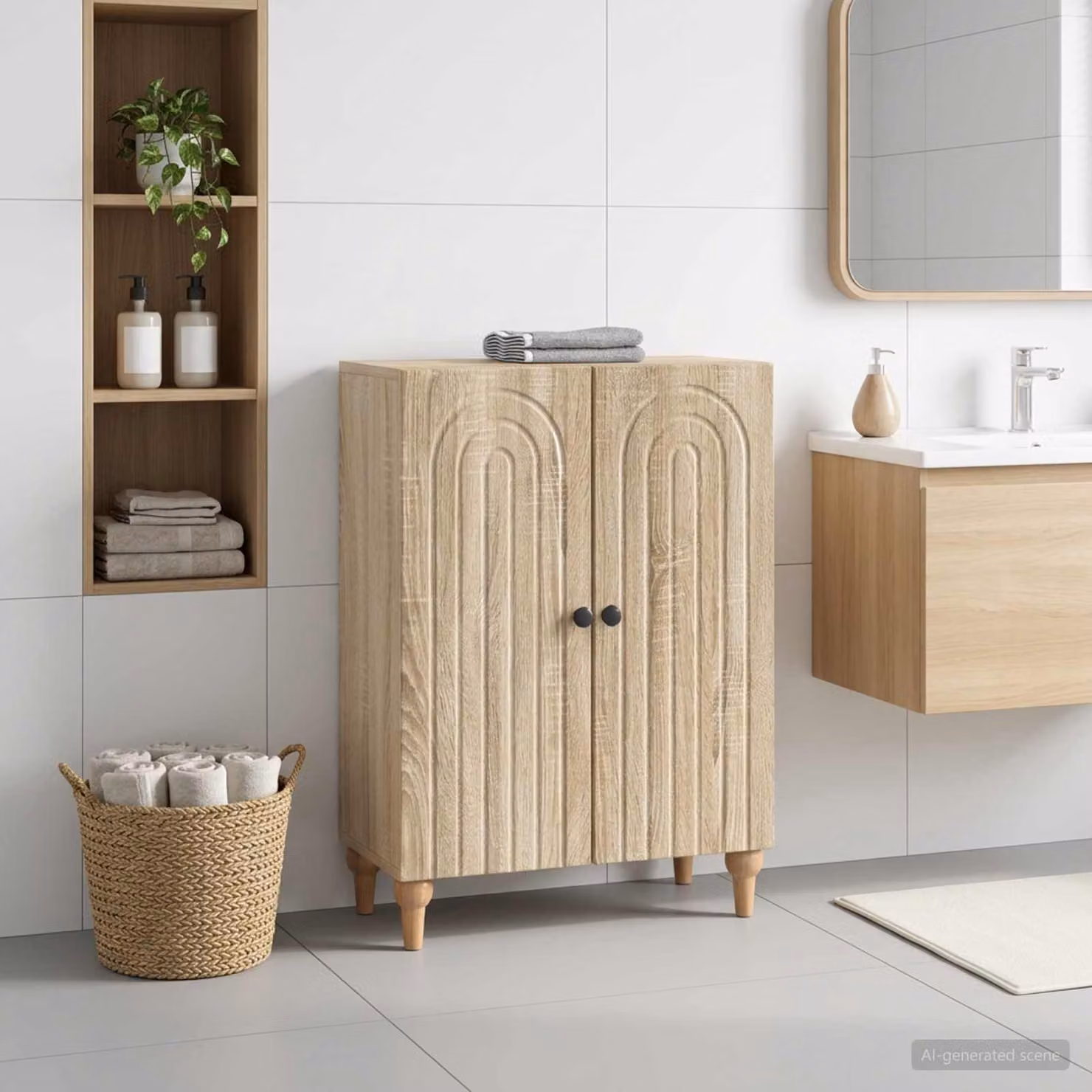 Mobiletto da bagno moderno vidaXL ALKMAAR Rovere Sonoma, L/P/H: 59,5 x 31 x 80 cm