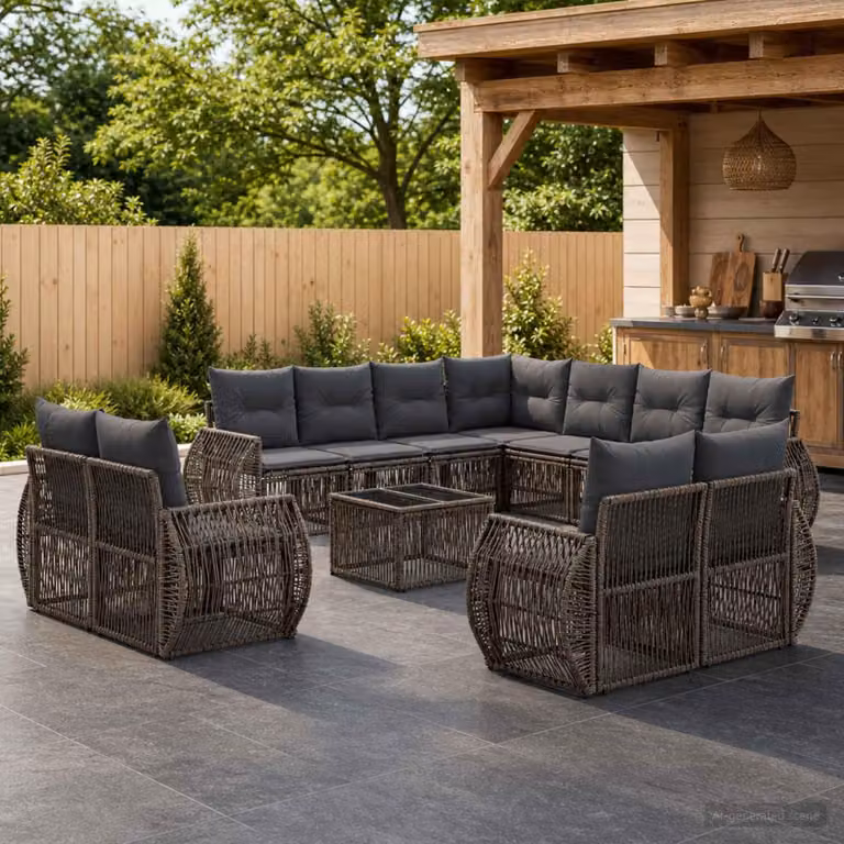 Maison Exclusive - Set di divani da giardino, 12 pezzi, grigio e grigio scuro, in rattan sintetico