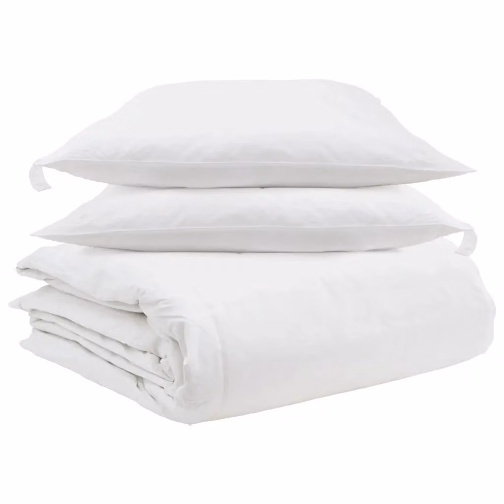 Set di 3 piumoni e cuscini vidaXL in cotone e piuma d'anatra bianco per adulti – 2