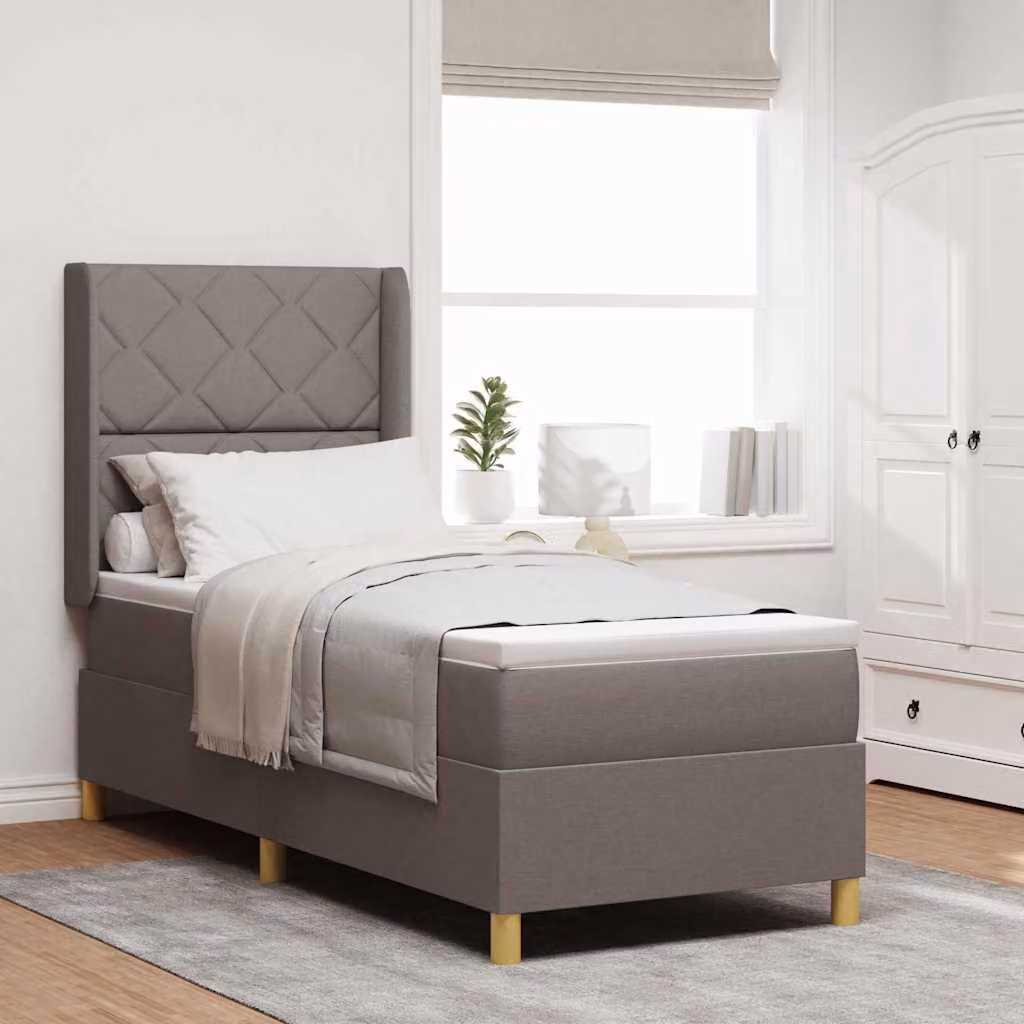 Maison Exclusive - Letto boxspring con strisce luminose a LED, color taupe, 80 x 200 cm, rivestimento in tessuto