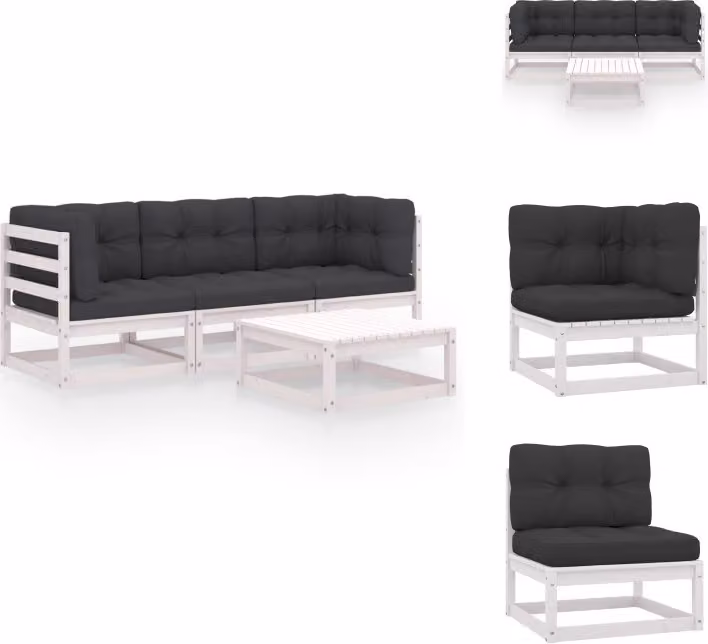 vidaXL Set da salotto da giardino 4 pezzi con cuscini in pino massiccio - Set di mobili da giardino