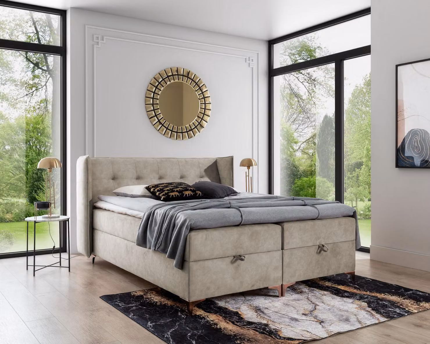 Einrichtung Schlafzimmer Polsterbett Luxus Boxspringbett Doppel Design Möbel