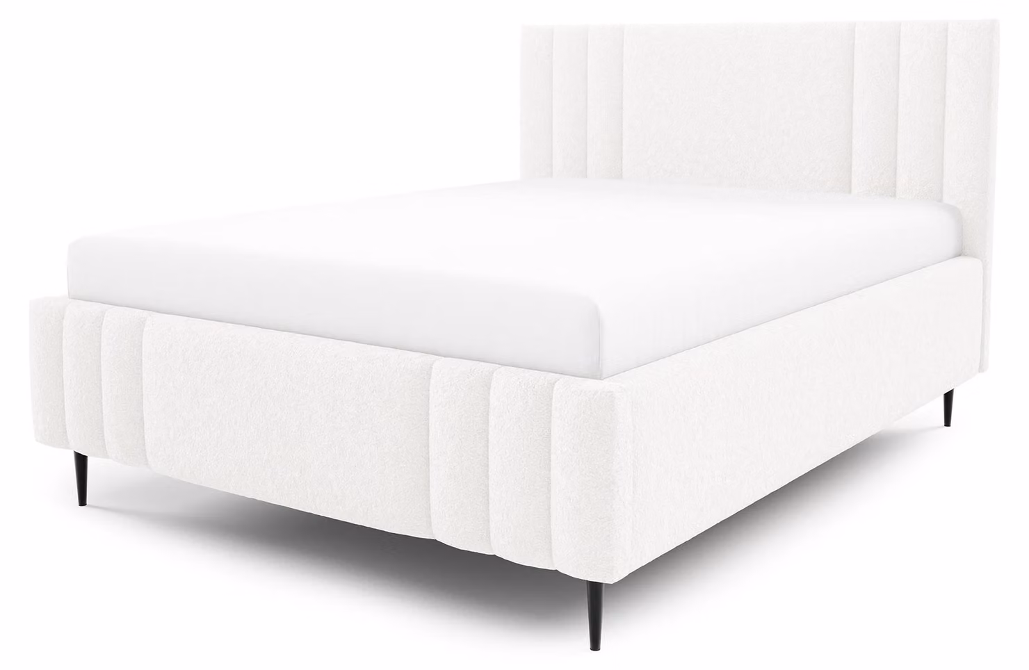Letto imbottito con contenitore e gonna a pavimento, dimensioni 140 x 200 cm