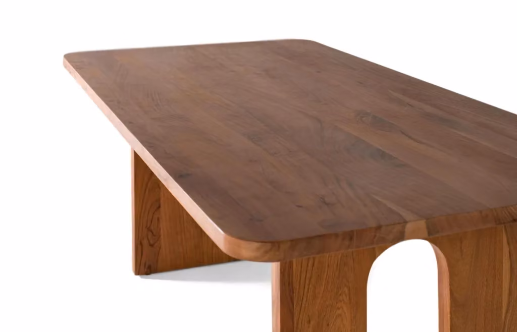 Tavolo da pranzo rettangolare moderno in legno di acacia naturale color marrone con bordo live edge Giner y Colomer – 2