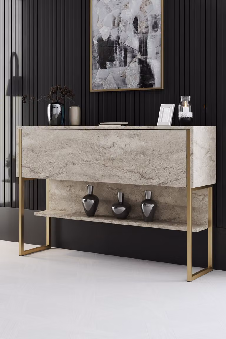 Skye Decor, Luxe - Travertino, Oro, Comò, Travertino, 120 x 80 x 30 cm