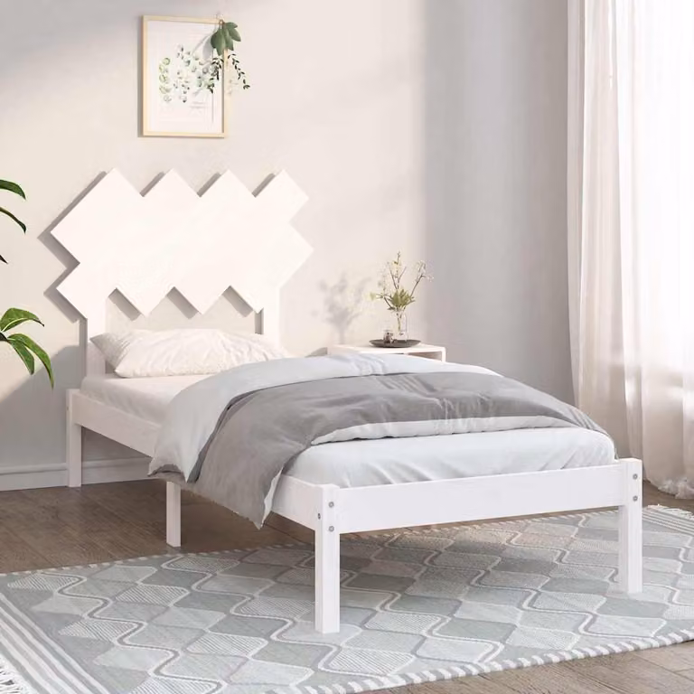 vidaXL Giroletto in legno massello di pino bianco con doghe fisse L/P/H: 205.5 x 90 x 31 cm