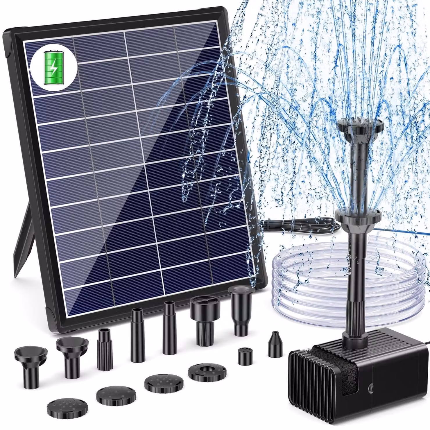 Fontana ornamentale a energia solare, 5,5 W, batteria da 3000 mAh