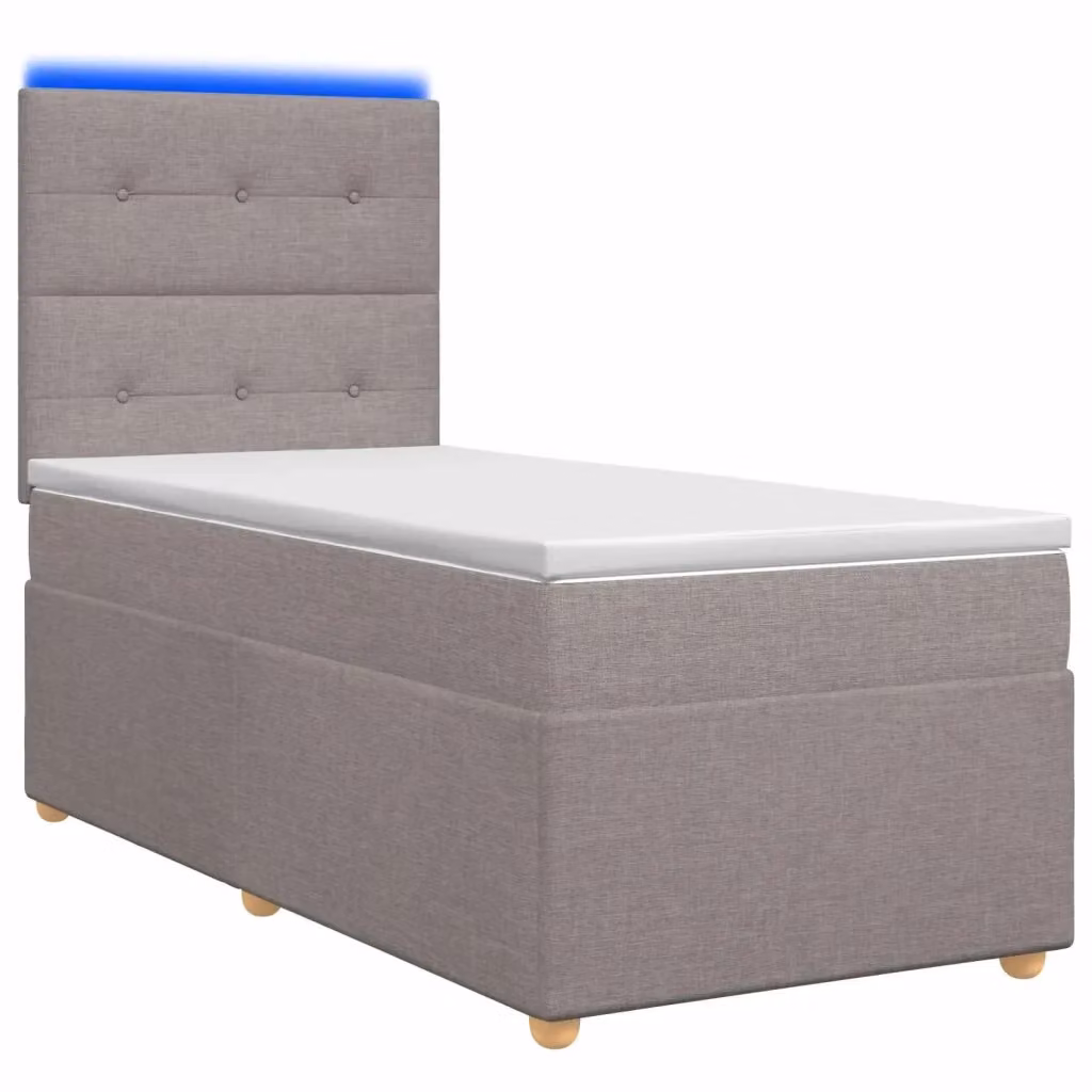 Letto box spring ibrido vidaXL con materasso a molle insacchettate e base contenitore con illuminazione sottostante e porta USB, colore beige/grigio, L/P: 90 x 200 cm – 2