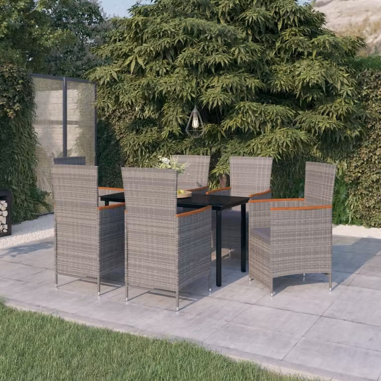 Maison Exclusive - Set da pranzo da giardino da 7 pezzi con cuscini, grigio