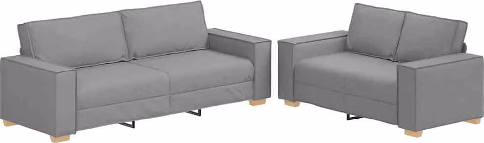 Set di Divani 2 pz con Cuscini Grigio Chiaro in Tessuto