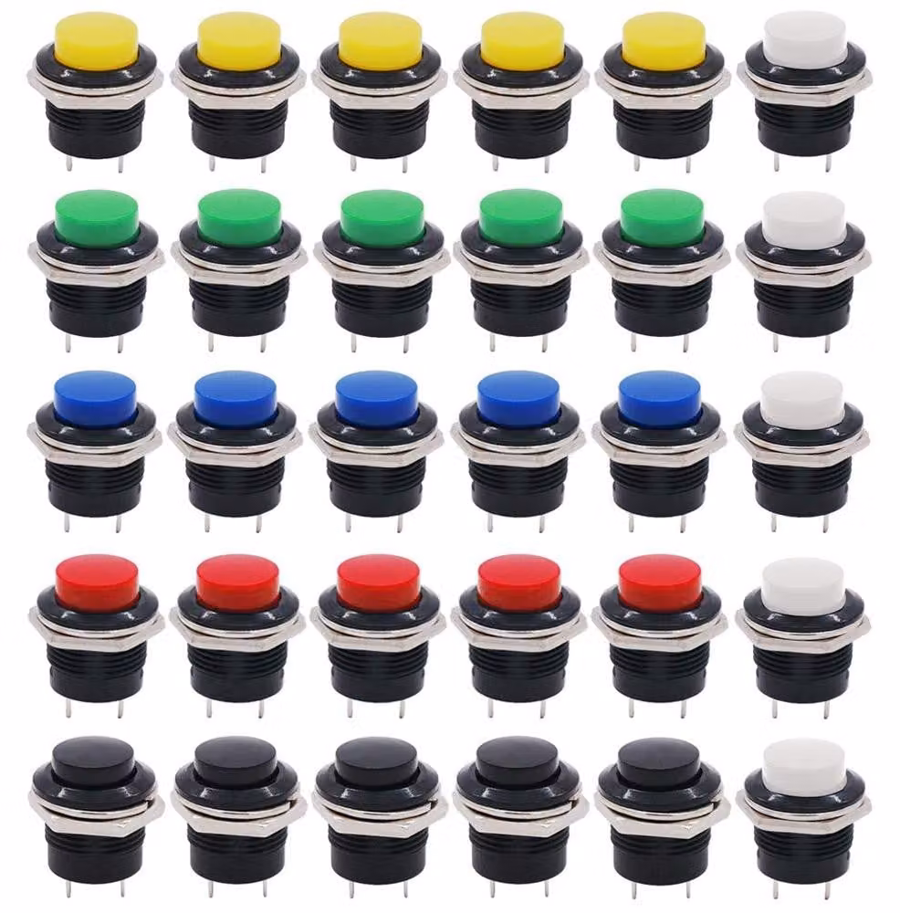 Interruttore a pulsante momentaneo, rotondo, premium, diametro 16 mm, confezione da 30 pezzi