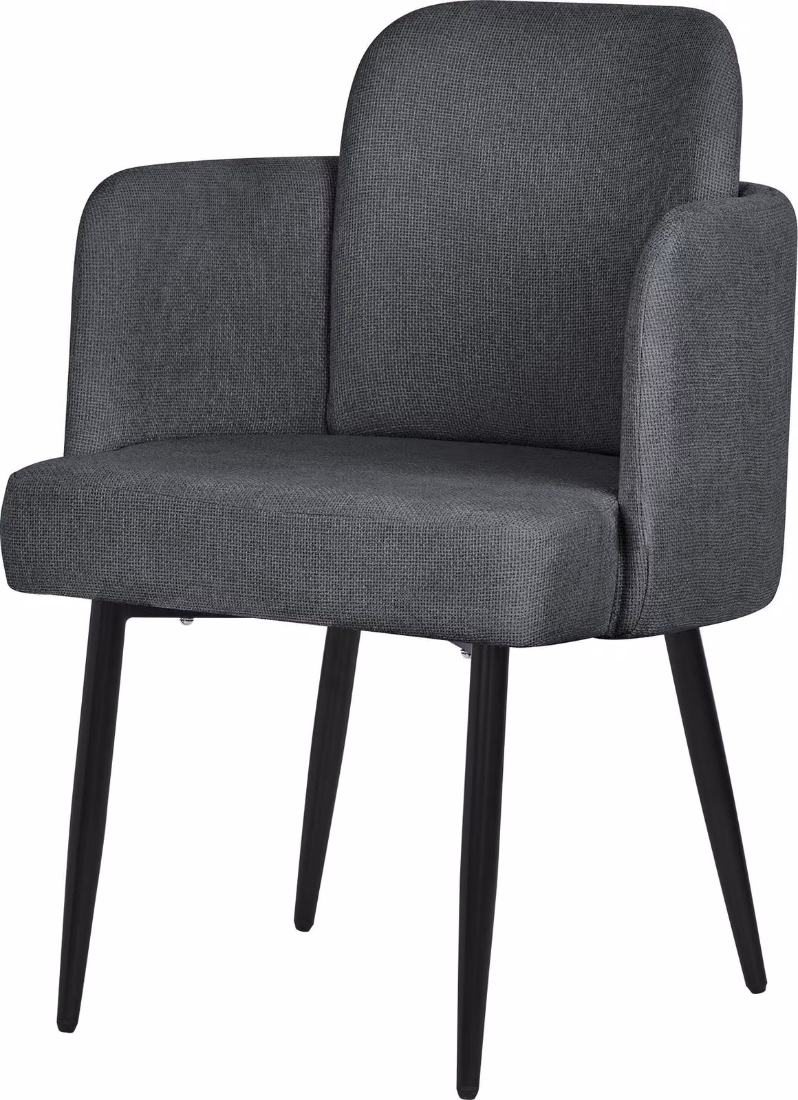 ML-Design Sedia da pranzo in tessuto antracite Sedia da cucina con braccioli e schienale in rattan Sedia imbottita Gambe in metallo Sedia ergonomica da salotto