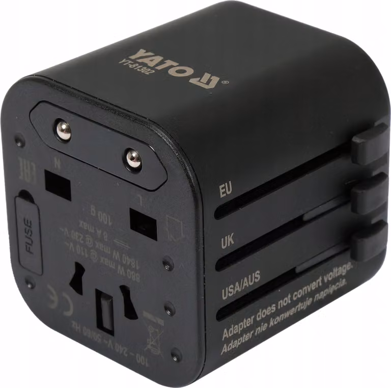 Yato YT-81302 Adattatore di spina elettrica universale nero