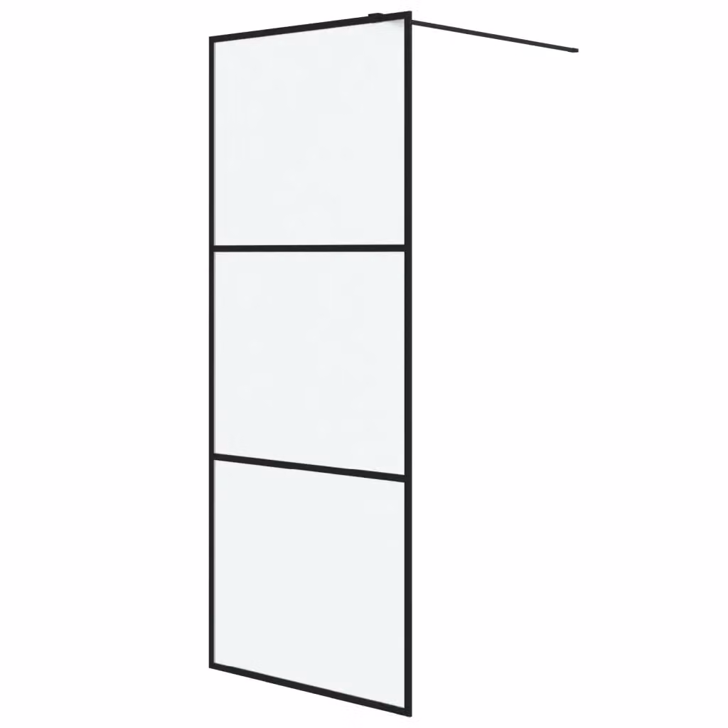 Parete Doccia Walk in vidaXL in Vetro Smerigliato con Profilo Nero L: 80 cm, H: 195 cm – 2