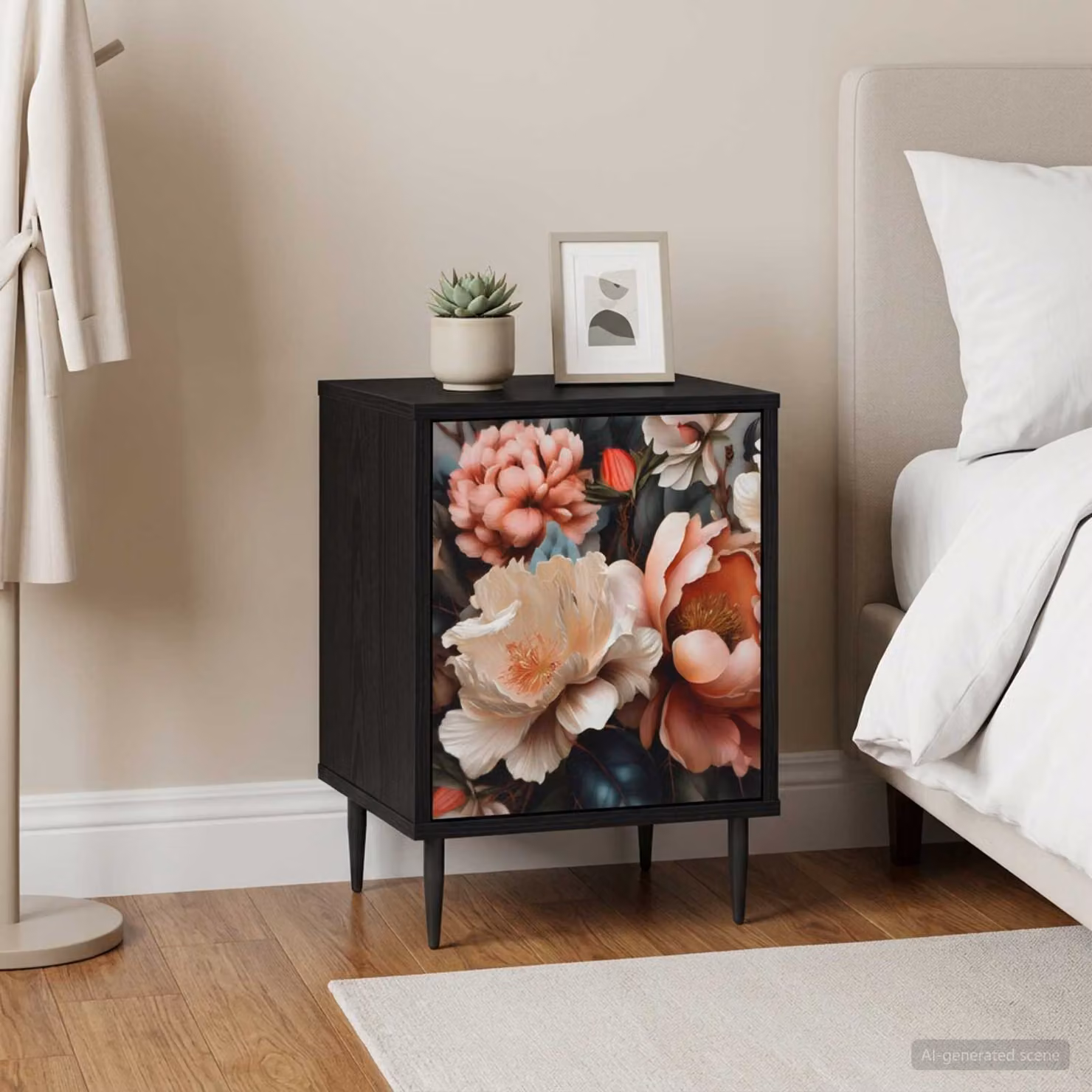 vidaXL Armadio da Notte BORNE Rovere Nero L: 36 cm, P: 33 cm, H: 51 cm