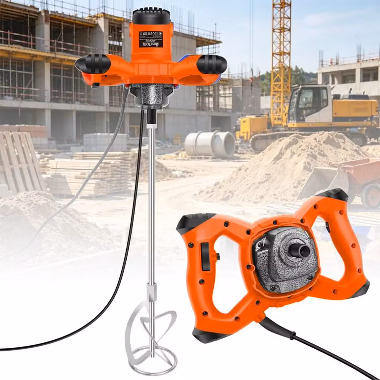 Miscelatore elettrico per malta - Miscelatore per calcestruzzo manuale - Attacco M14 - 6 velocità - Alimentazione da rete elettrica - Adatto per cemento, vernici e calcestruzzo