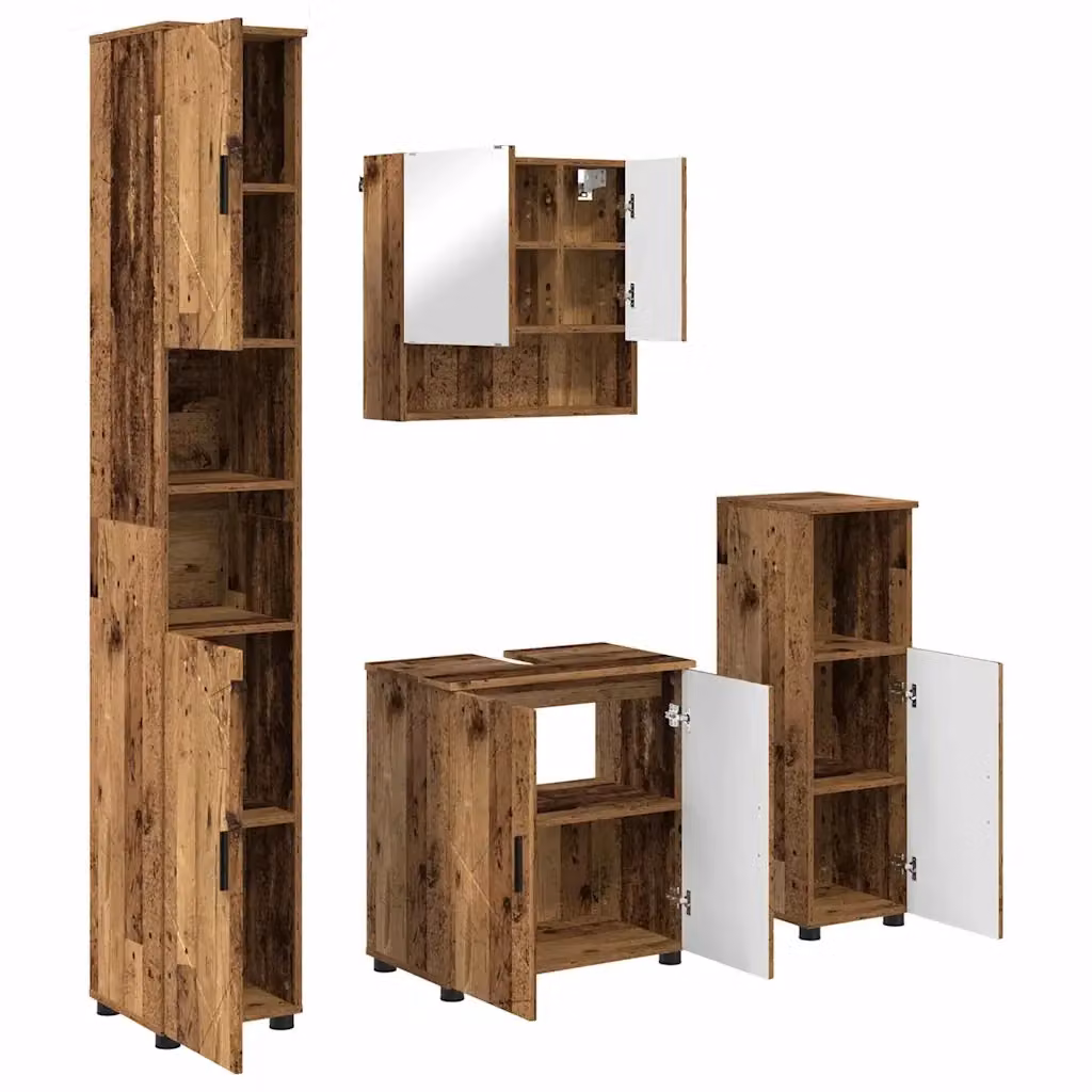 Set di mobili per il bagno vidaXL 4 pezzi in legno e metallo marrone L/P/H: 61 x 35 x 64 cm – 2