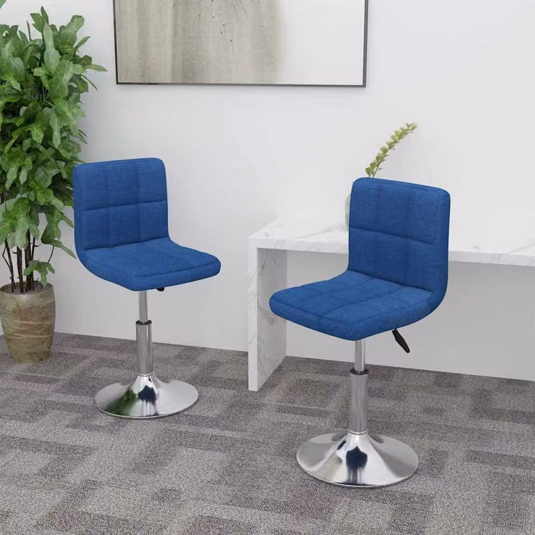 Set di 2 sedie da pranzo girevoli vidaXL in tessuto blu con struttura in metallo e plastica, design moderno